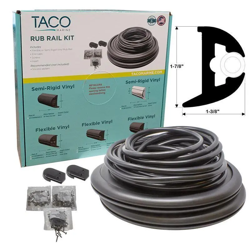 Taco Flex Vinyl Rub Rail Kit Black/Black Insert 1-7/8" X 1-3/8" 70'  V11-3426Bbk70-2 1