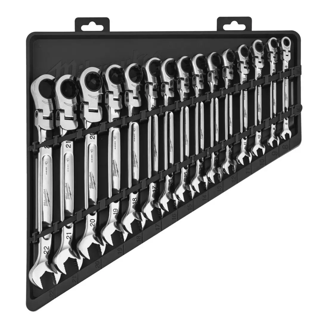 Milwaukee 15 Piece Maxbite Metric Flex Head  Ratcheting Combination Spanner Set 1