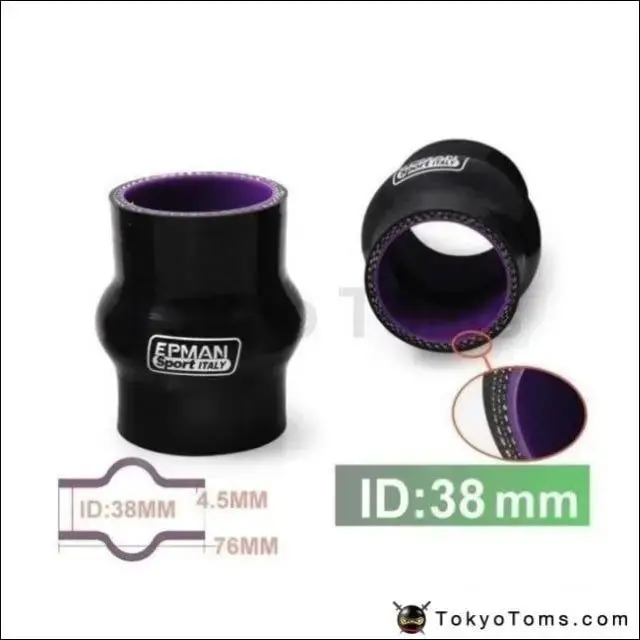 1.5" 38Mm Silicone Hump Coupler Hose Black Reinforced Turbo Coupling For Vw Golf Mk5 Mkv Fsi 2.0T Gti 1