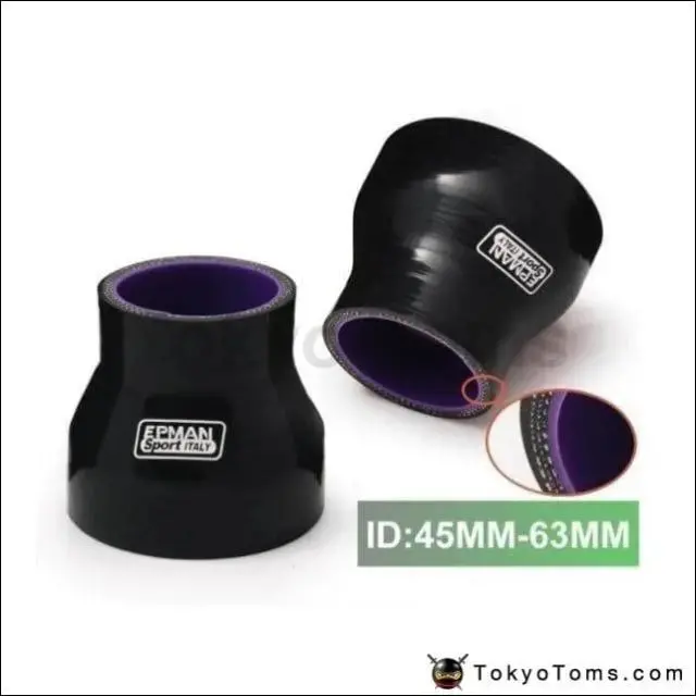 1.77"-2.48" Turbo Intercooler 4 Ply Silicone Hose Reducer 45Mm-63Mm Black For Bmw E36 1