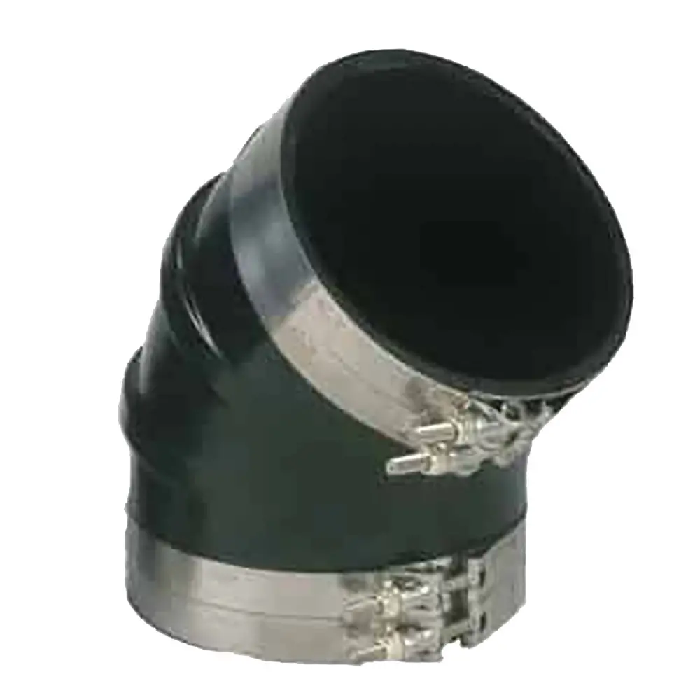 Trident Marine 4" Id 45-Degree Epdm Black Rubber Molded Wet Exhaust Elbow W/4 T-Bolt Clamps [Trl-445-S/S] 1