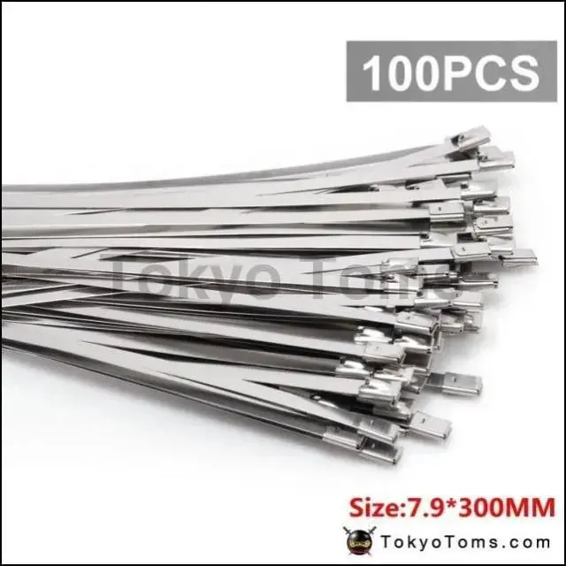 100Pcs 7.9Mm X 300Mm Exhaust Heat Stainless Steel Cable Ties Wrap Metal Tie Extra Long & Wide Large For Vw 5 1