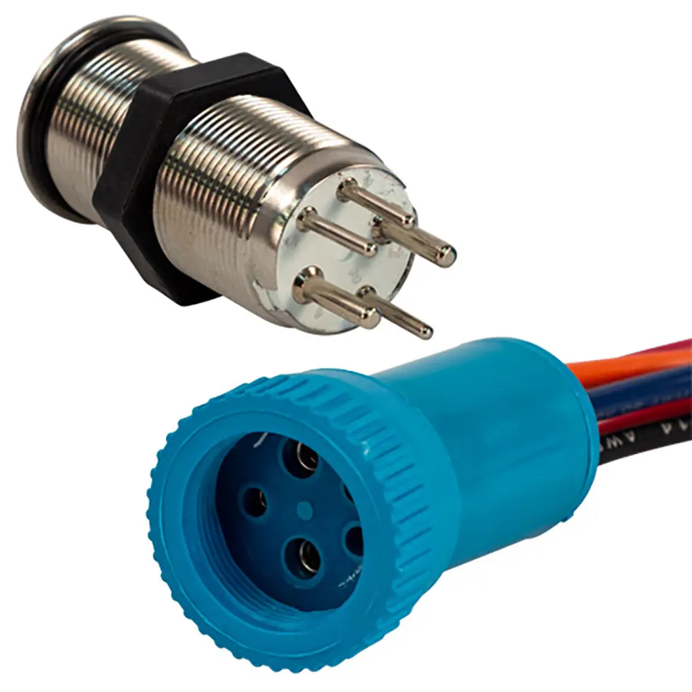 Bluewater 19Mm Push Button Switch - Off/On/On Contact - Blue/Green/Red Led - 1' Lead [9057-3113-1] 1