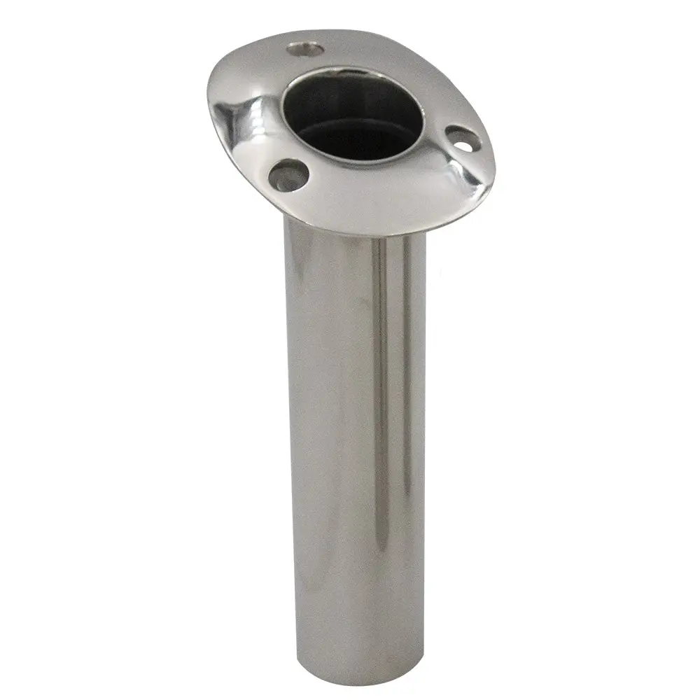 C.E. Smith 70 Series Standard Flush Mount Rod Holder - 15 Degree - Stainless Steel - Cast Bottom - Black Liner [536710C] 1