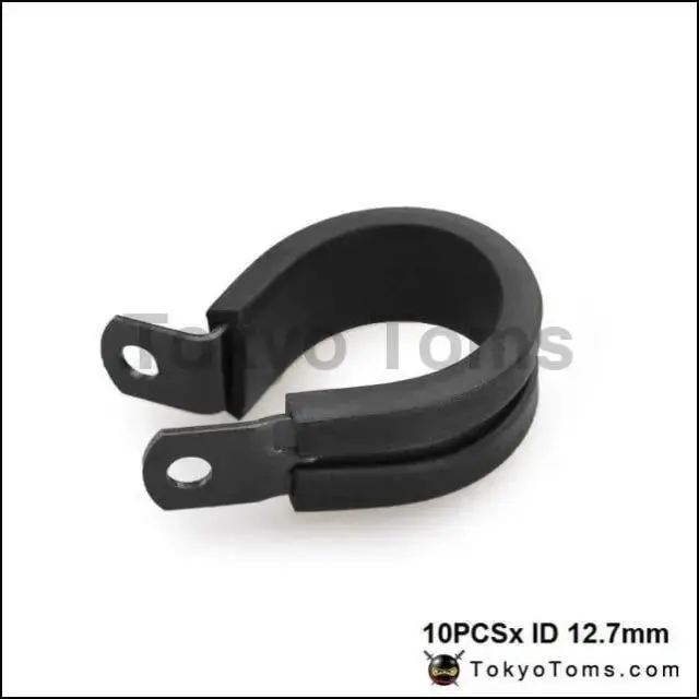 10Pcs X Id 12.7Mm (Color:Blue,Black) Aluminium Rubber Lined Cushioned P Clamp Clip 2