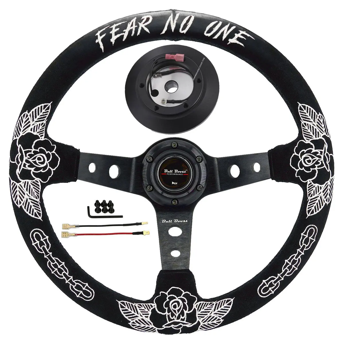 Bw Rose Deep Dish Steering Wheel + Short Hub Adapter Kit For Honda Acura 1