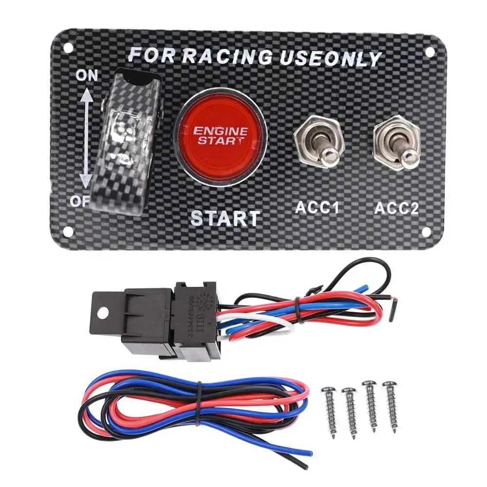 12V Carbon Fiber Racing Car Toggle Ignition Switch Panel 1