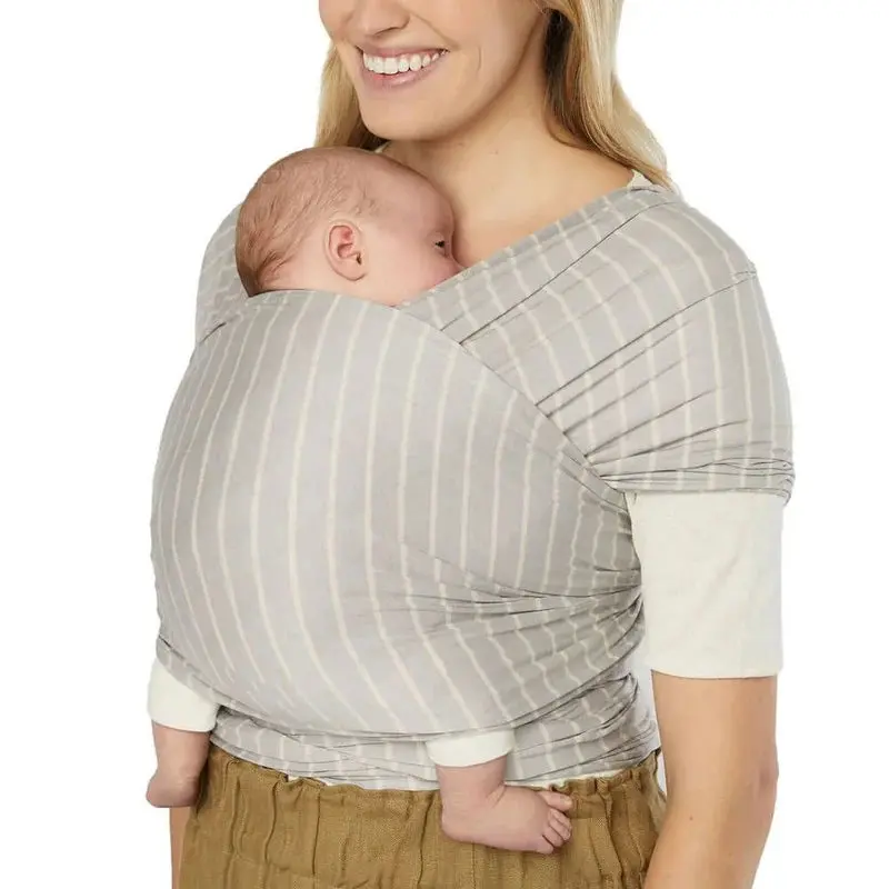 Ergobaby Aura Sustainably Sourced Knit Baby Wrap - Grey Stripes 1