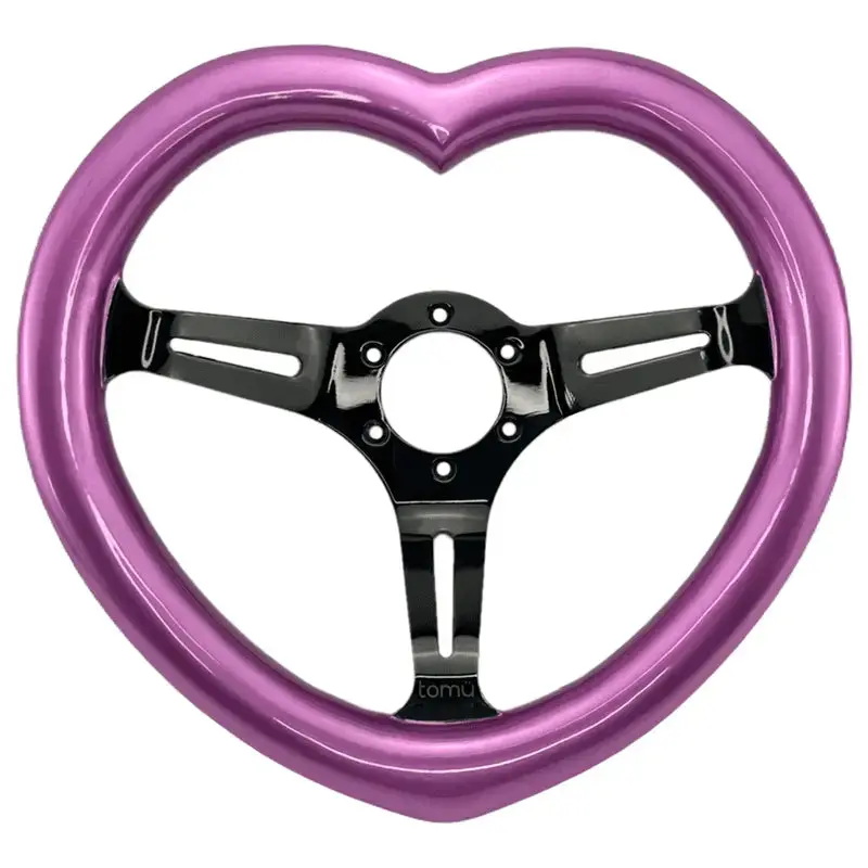 13" (330Mm) Medium Heart Dish Sassy Pink Heart Black Chrome Spoke  (Wood) 1