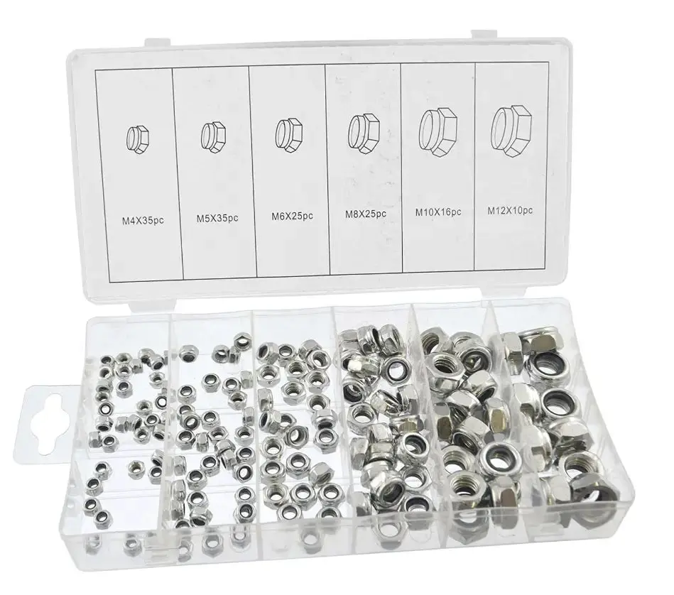 146Pc Self Locking Screw Nut Assortment, Nyloc Nuts 1