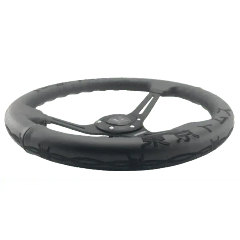 14" (350Mm) The Original "Barbwire" Leather Steering Wheel - Black Stitching 1