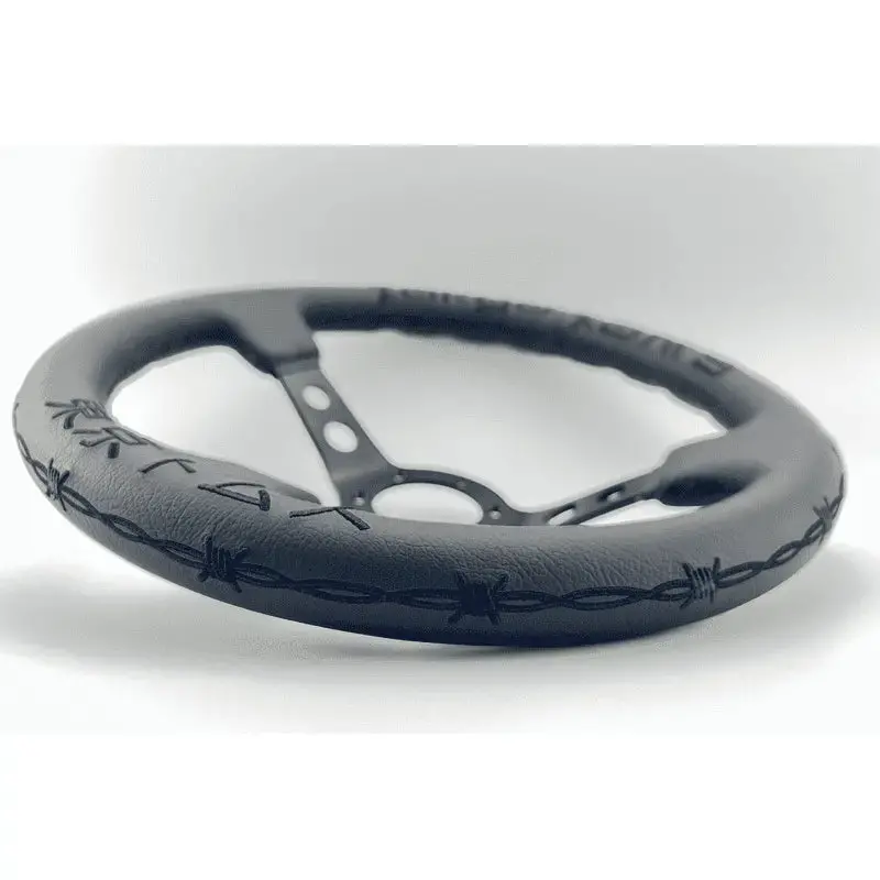 14" (350Mm) The Original "Barbwire" Leather Steering Wheel 1