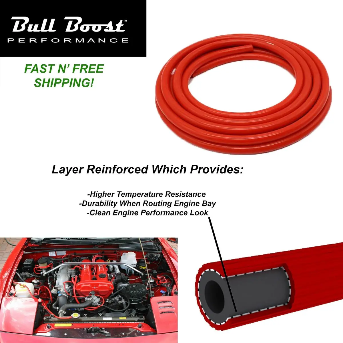 10Mm 3/8" Id Vacuum Silicone Hose Racing Line Pipe Tube 3 Feet Per Order (Red) 1