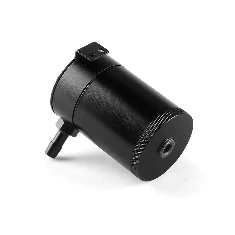 Black Aluminum Oil Catch Can Reservoir Tank Baffled Kit 2-Port | Free 3F Hose 2