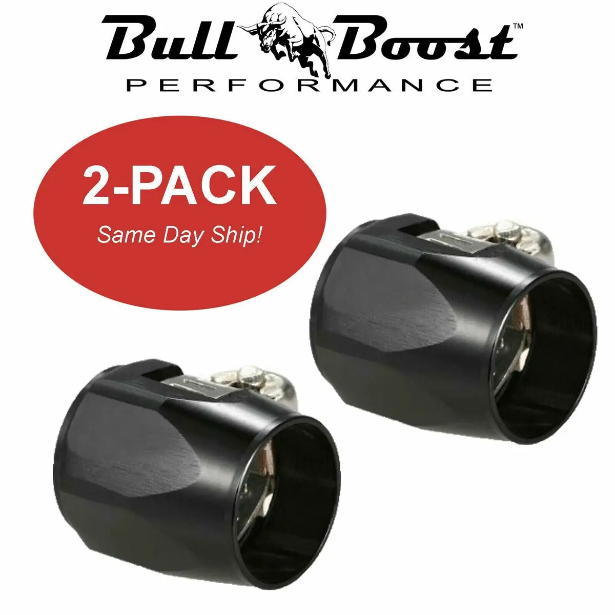 An8 An-8 Push On Hose End Cover Clamp Finisher Black Aluminum Fitting 2-Pack 1