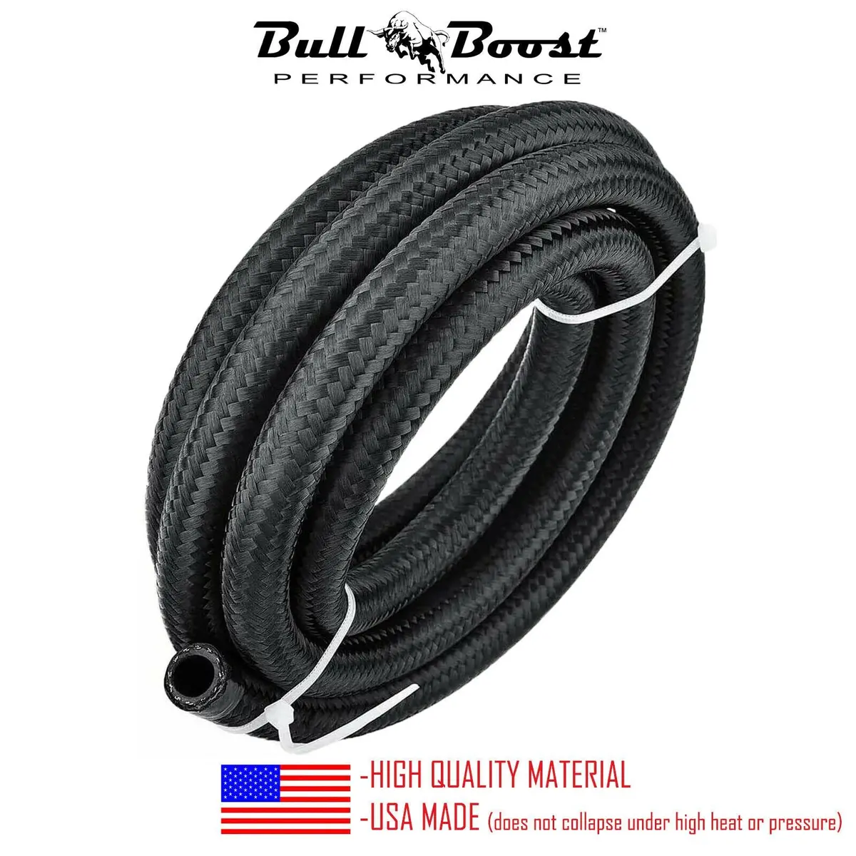 Black Fuel Hose Oil Gas Linean6-An8-An10 Nylon/Stainless Steel Braided Boosted 1