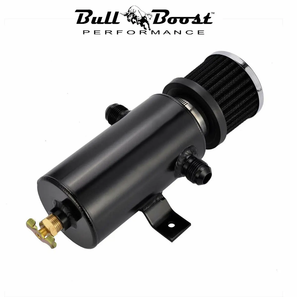 2 Port Oil Catch Tank Can Baffled Breather Filter Aluminum 750Ml Reservoir 1