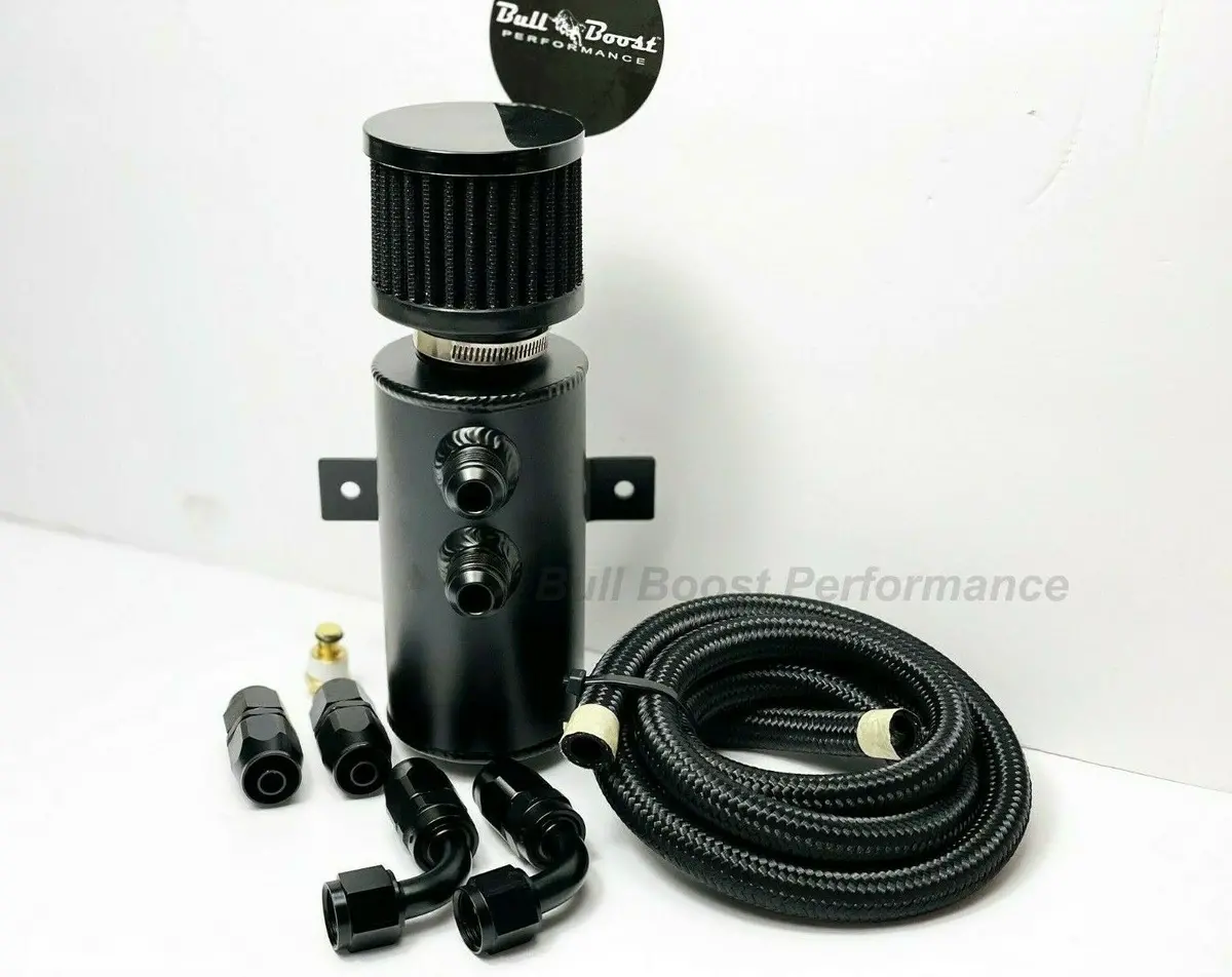 Quick Vent Oil Catch Can Hoses & Fittings Kit K Series K20 K24 10An Nos Black 1