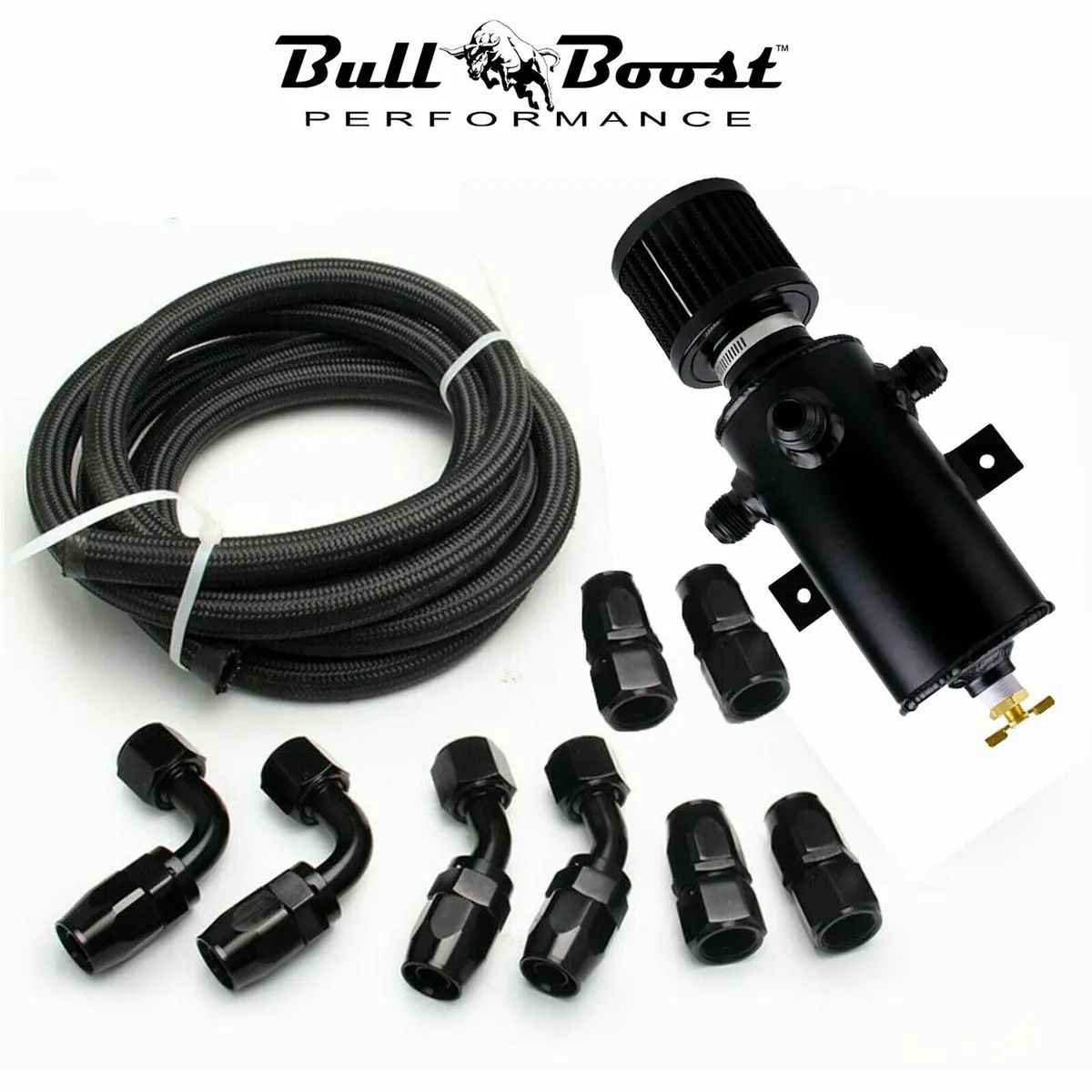 Pro Series Baffled 10An Oil Catch Can Hose Kit And Fittings Universal An10 3Port 1