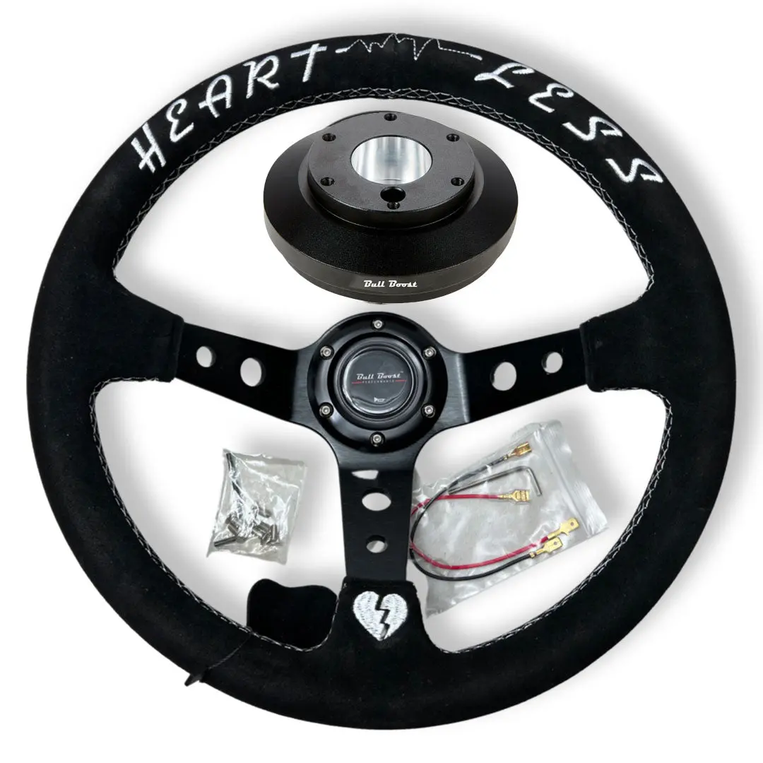 Deep Dish 350Mm Steering Wheel + Short Hub Adapter Kit For Mustang Focus Fiesta Mazda 1