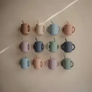 Silicone Training Cup + Straw Various Colours 1