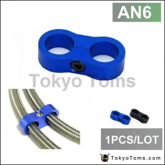 1Pc An6 13Mm Blue Braided Hose Separator Clamp Fitting Adapter (Fuel, Oil) 1