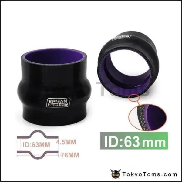2.5" 63Mm Silicone Hump Coupler Hose Black Reinforced Turbo Coupling For Vw Golf Mk6 Gti 2.0 Turbo Ccza 08-15 1