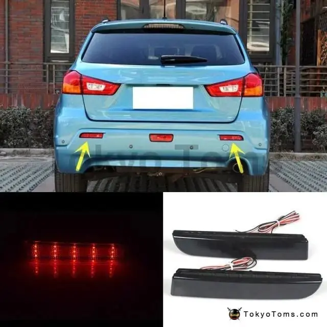 2008-14 Led Bumper Reflector Smoked Lens Tail Brake Light For Mitsubishi Lancer Evo Evolution X 1