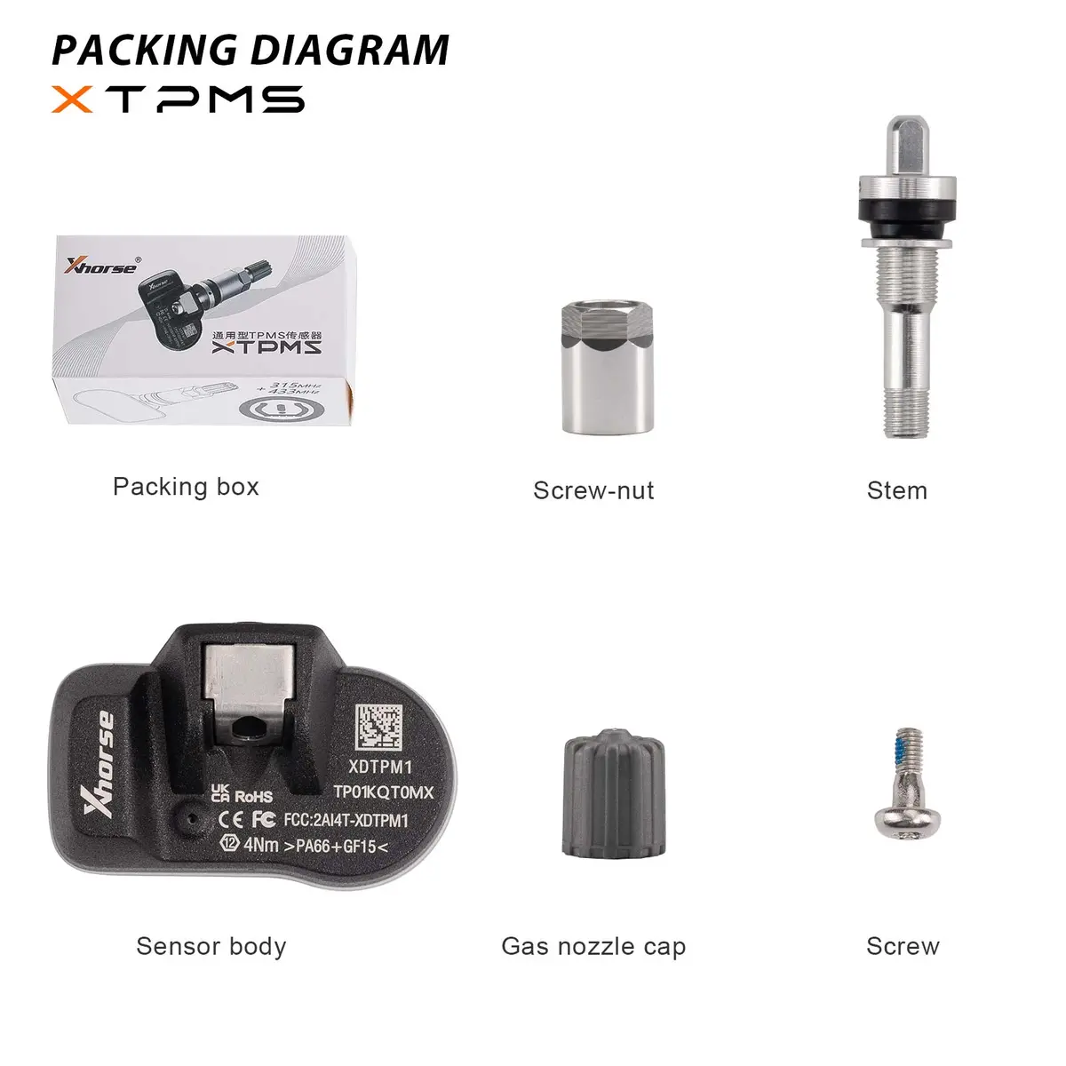 Xhorse Xdtpm1en Xtpms Tpms Sensor 315Mhz/433Mhz For Key Tool Midi/Key Tool Plus/Key Tool Max Pro 2