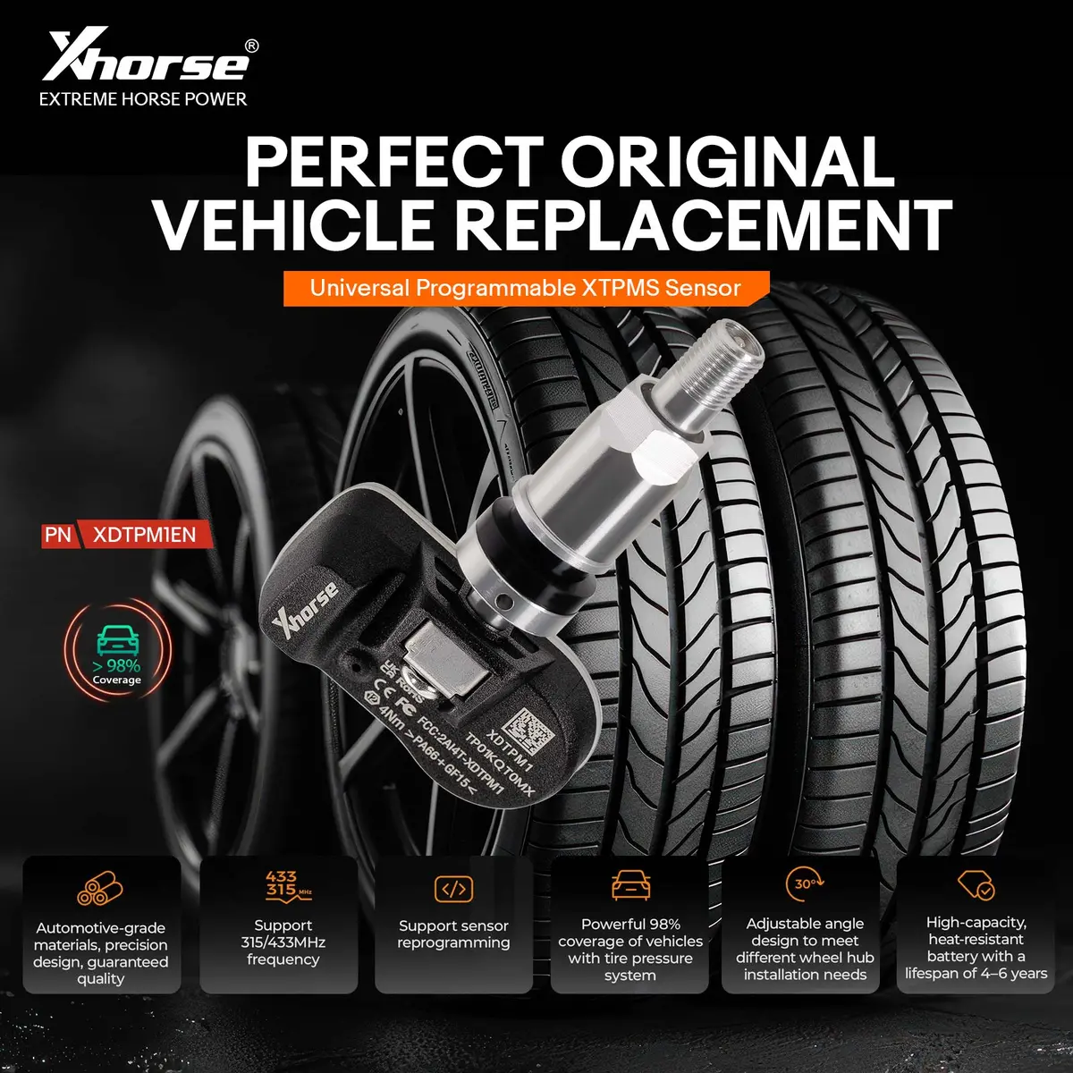 Xhorse Xdtpm1en Xtpms Tpms Sensor 315Mhz/433Mhz For Key Tool Midi/Key Tool Plus/Key Tool Max Pro 1