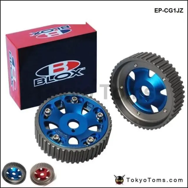 2Pcs Adjustable Cam Gears Pulley Timing Gear For Toyota For Supra 1Jz 2Jz,Te In & Ex (Red,Blue) 1