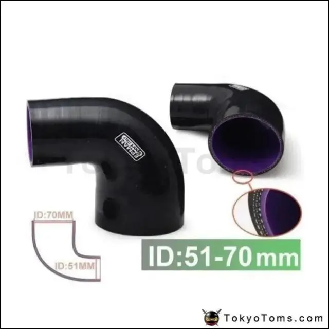 2"-2.75" 51Mm-70Mm 4-Ply Silicone 90 Degree Elbow Reducer Hose Black For Bmw F20 1 Series 1