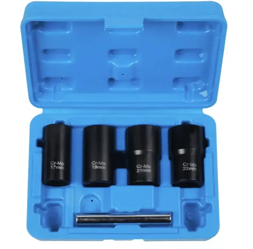 5Pc 1/2" Twist Socket Broken Studs Nuts Wheel Lock Nut Remover 17Mm -22Mm 1