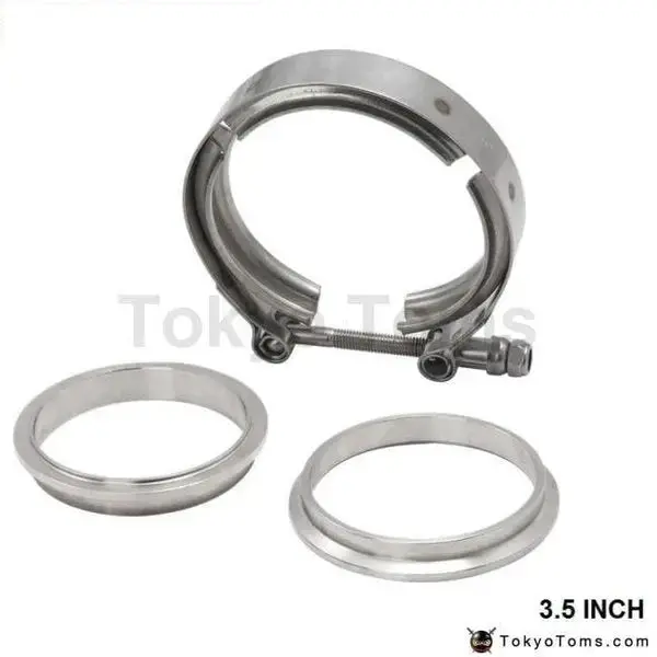 3.5" V-Band Kit Heavy Duty Clamp Flange Set For Exhaust Downpipe Turbo Dump Pipe 1