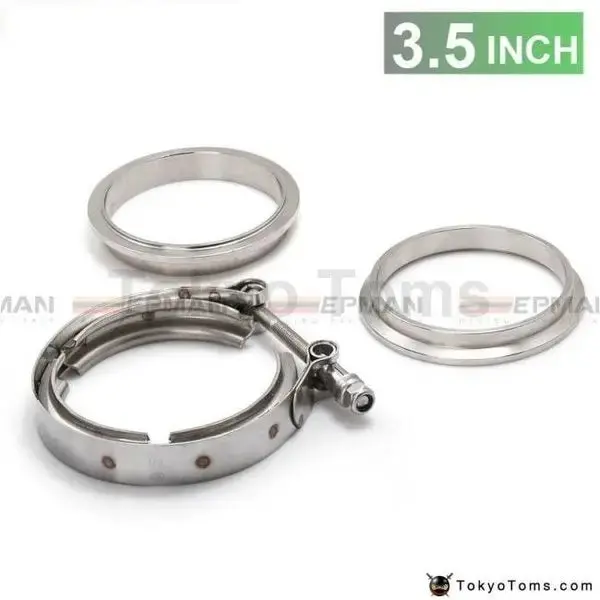 3.5" V-Band Kit Heavy Duty Clamp Flange Set For Exhaust Downpipe Turbo Dump Pipe 2