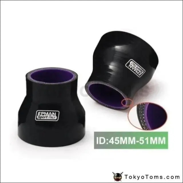 1.77"-2" 45Mm-51Mm 4-Ply Silicone Reducer Coupler Hose Black For Bmw E46 M3/330/328/325 M52 M54 S54 1999- 1