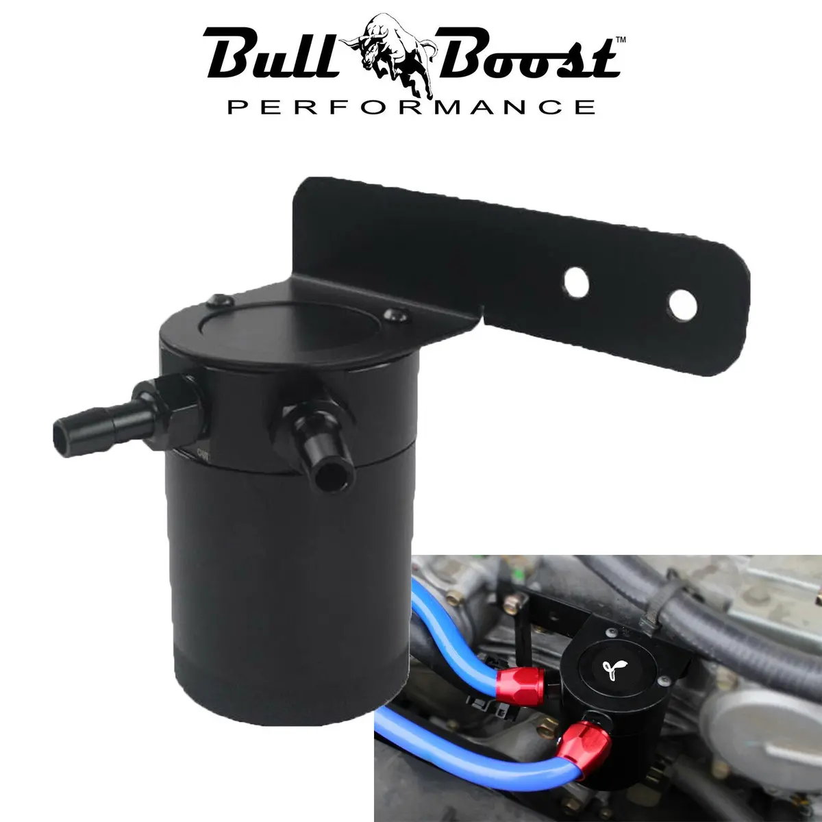Aluminum Baffled 2 Port Oil Catch Can Reservoir + Mount Bracket 1