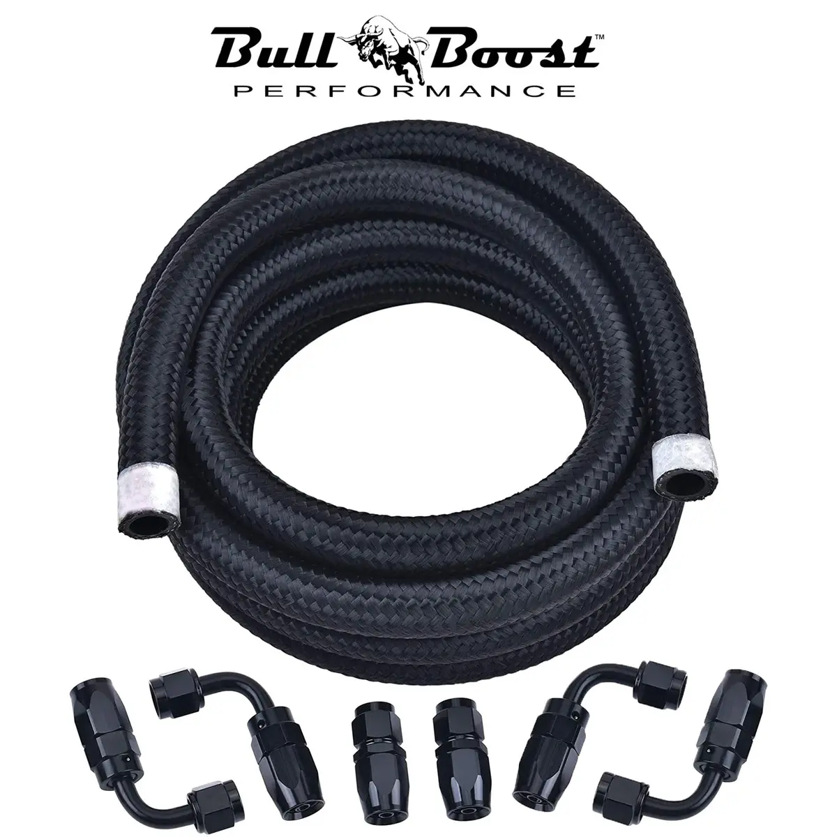 An10 -10An Fitting Stainless Steel Braided Oil Fuel Hose Line Kit 10Feet Black 1