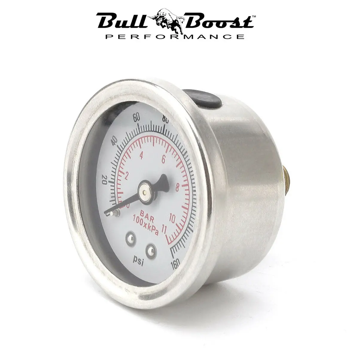 Fuel Pressure Regulator Gauge 0-160 Psi Bar Liquid Fill Chrome Fuel Oil Rail 1