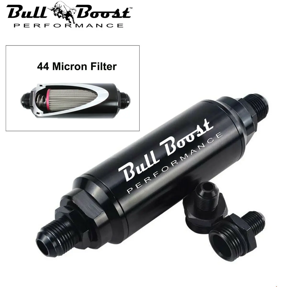 44 Micron Fuel Filter Inline -6An -8An -10An Universal High Flow Turbo Billet 1