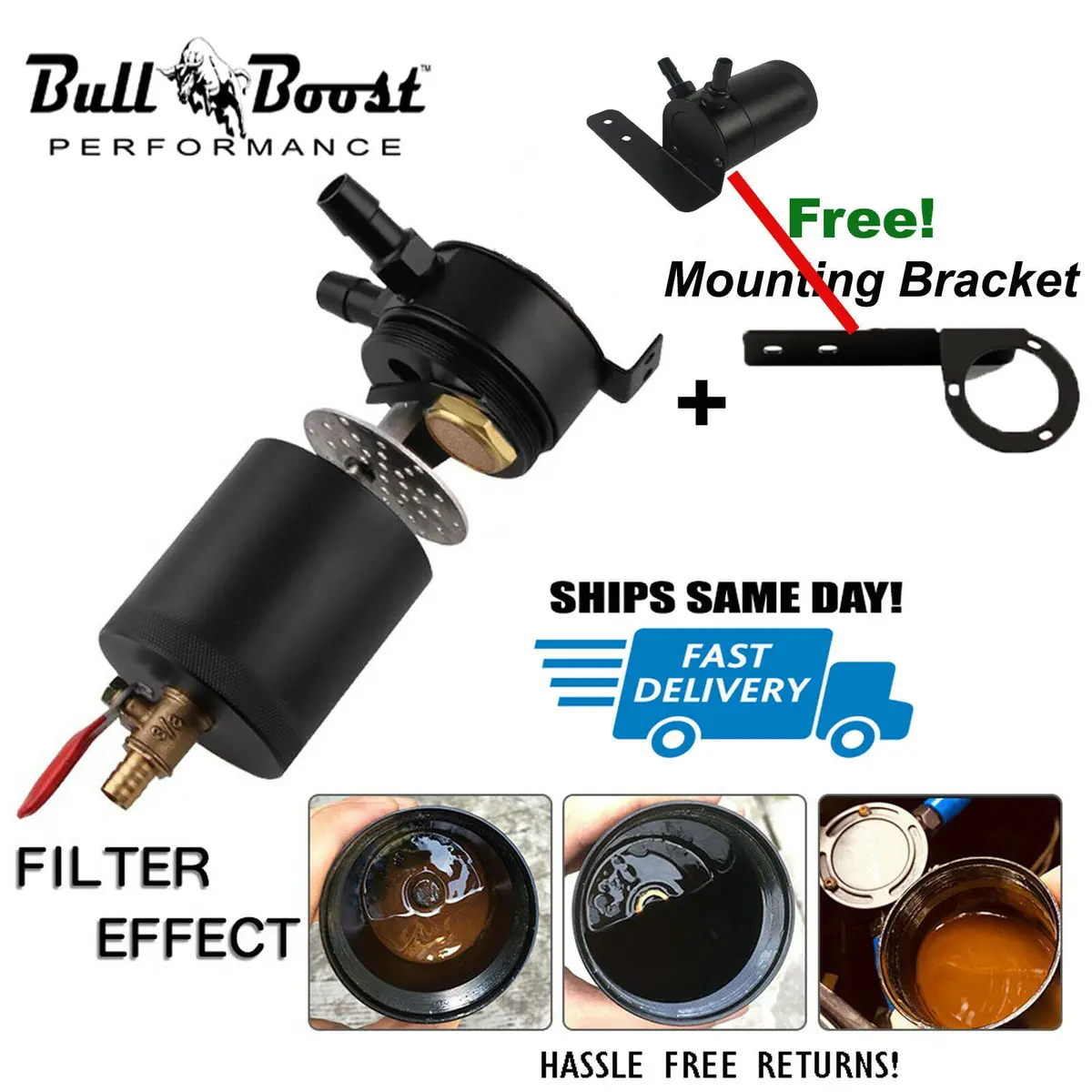 Billet Aluminum Baffled Oil Catch Can + Mount Bracket 1