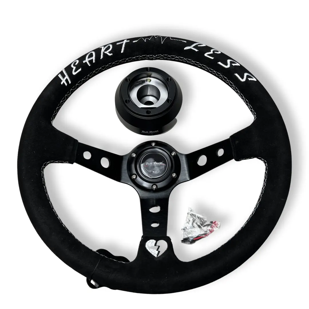 Suede Deep Dish Steering Wheel + Short Hub Adapter Boss Kit For Subaru Brz Frs Tc Xb Xd 1