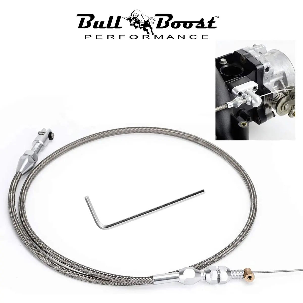 36" Stainless Steel Braided Throttle Cable Fit Ls1 Chevy 4.8 5.3 5.7 6.0 Engine 1