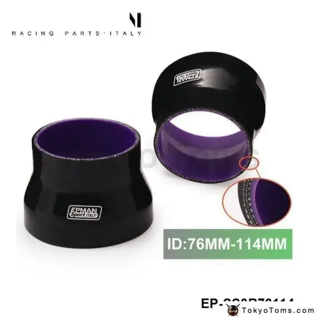 3"-4.49" 76Mm-114Mm Inch Pipe Turbo Silicone 4-Ply Reducer Hose Black For Bmw E39 Android 1