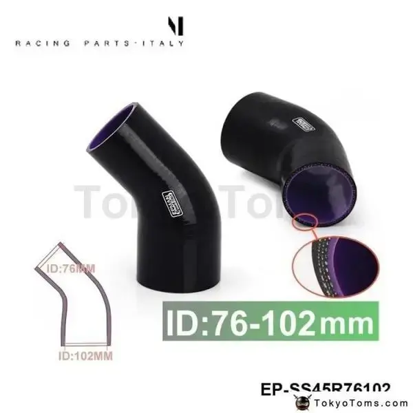 3"-4" 76Mm-102Mm 4-Ply Silicone 45 Degree Elbow Reducer Hose Black For Bmw E36 325 328 M3 Hfm S52 M52 M50 1