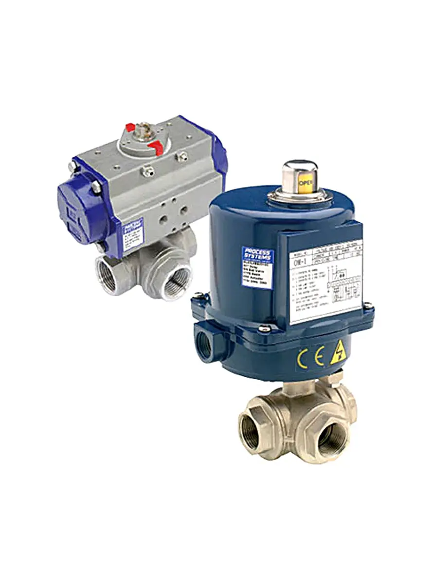 3 Way Threaded Actuated Ball Valves - 316 Ss Scr Bsp 1