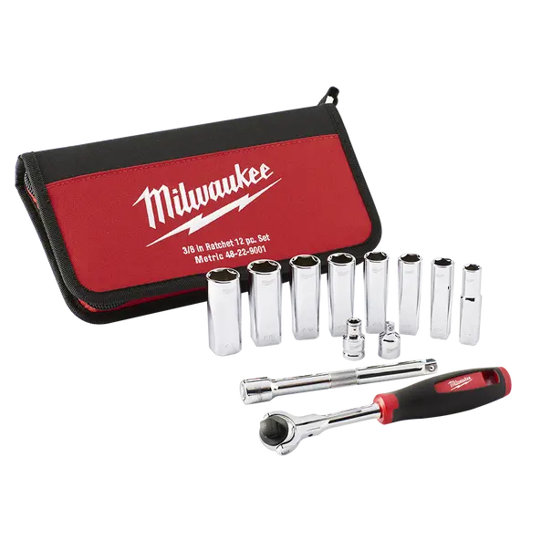 Milwaukee 12 Piece Tradesman 3/8" Ratchet Set 1