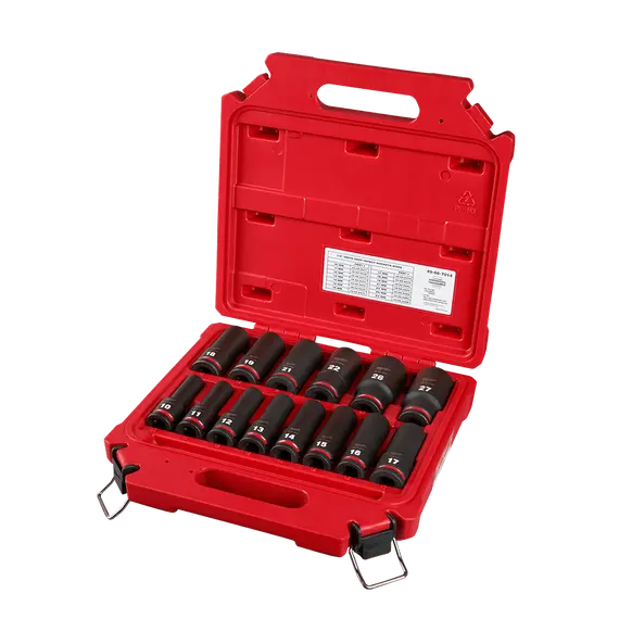 Milwaukee Shockwave 1/2" Drive 14Pc Metric Deep 6 Point Impact Socket Set 1