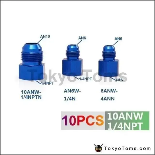 10Pcs/Lot Fitting Flare Reducer Female -1/4Npt To Male -10 An Blue Oil/Fuel Fitting Adapter 10Anw-1/4Npt 1