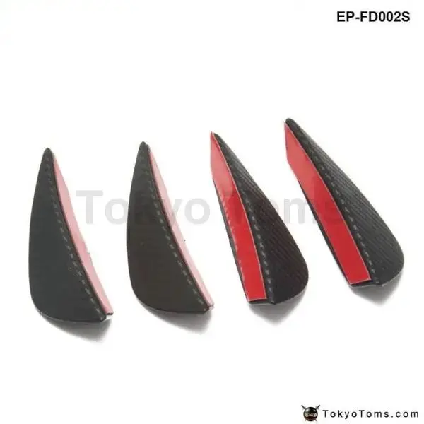 4Pcs Carbon Fiber Color Fit Front Bumper Lip Splitter Fins Body Spoiler Canards Valence Chin 1